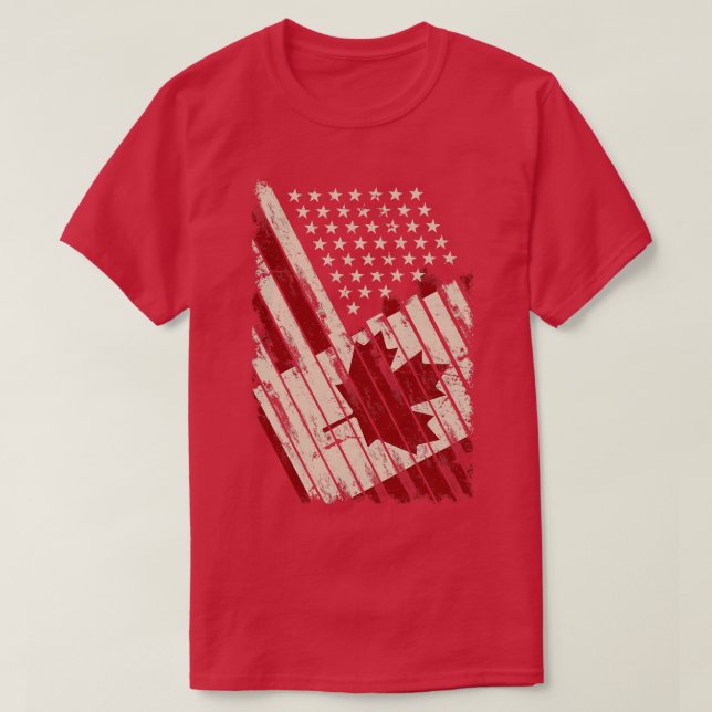 Camiseta Maple Leaf US Flag Canadá (Frente do Design)