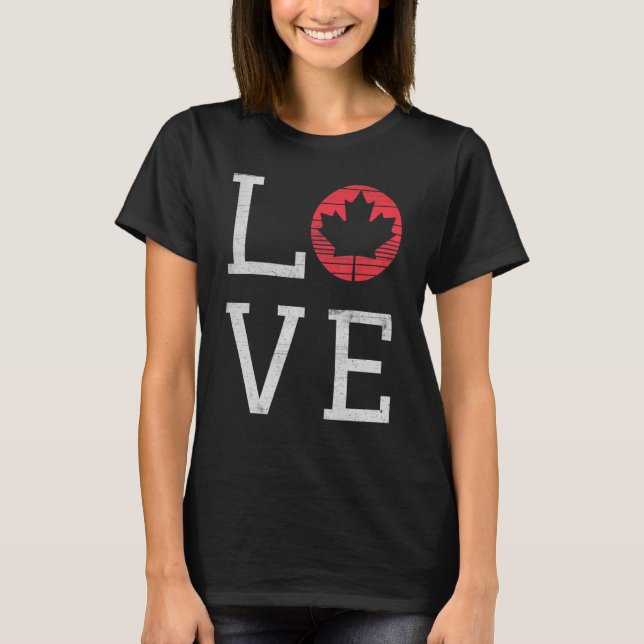 Camiseta Maple Love Canada Day Proud Canadian Flag Canadá (Frente)