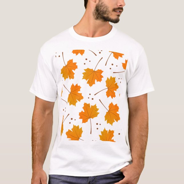 Camiseta Maple Mirth: Folhas de outono de Cartoon (Frente)
