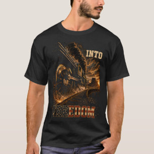 Camiseta Máquina a Vapor Americana Patriótica 'Rumo à Liber