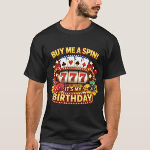 Camiseta Máquina Caça-Níqueis de Aniversário do Cassino Luc