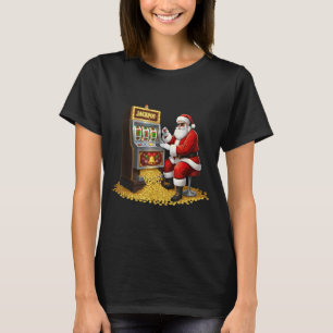 Camiseta Máquina Caça-Níqueis Divertida Papai Noel Gráfico