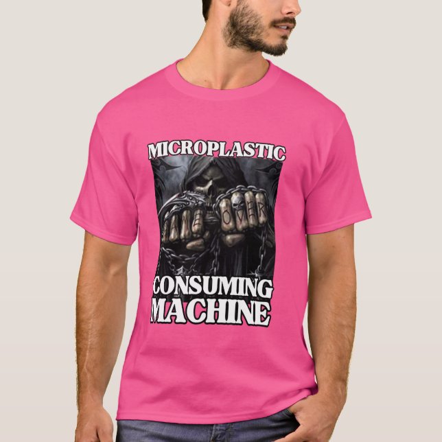 Camiseta Máquina Consumidora Microplástica Duro Engraçado S (Frente)
