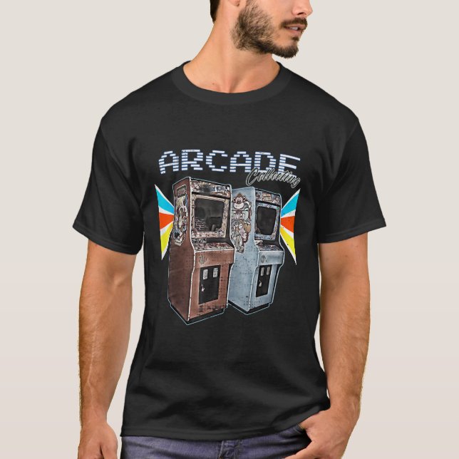 Camiseta Máquina de armário Arcade 1970 1980 1990 Vídeo Jog (Frente)