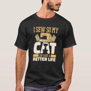 Camiseta Máquina de Costura de Gato Costureira Mão Costura