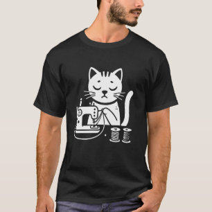 Camiseta Máquina de Costura de Pontos com Linhas de Gato