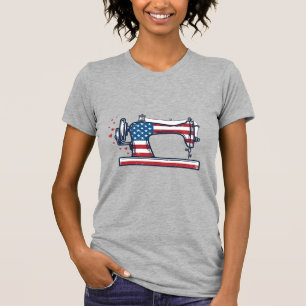Camiseta Máquina de Costura Patriótica Vetor de Gravação An