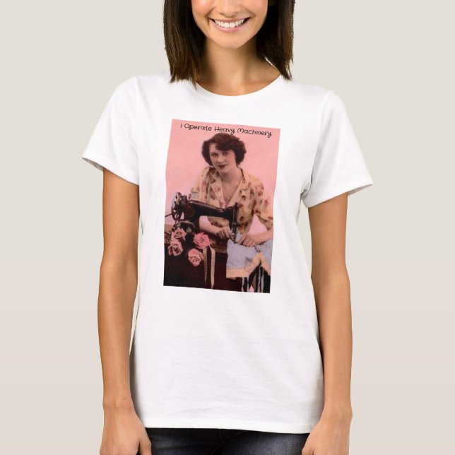 Camiseta Máquina de costura por safra que funciona com máqu (Frente)