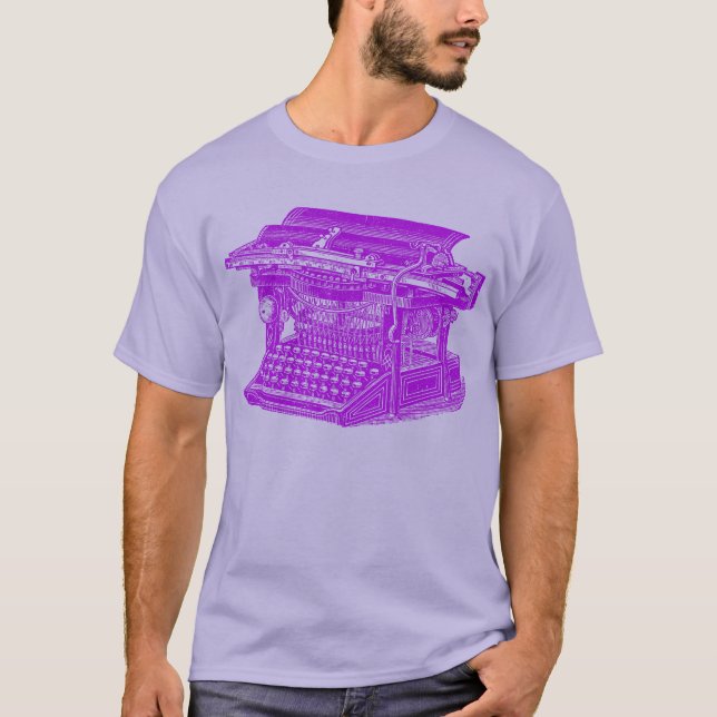 Camiseta Máquina de escrever Vintage - Roxo (Frente)