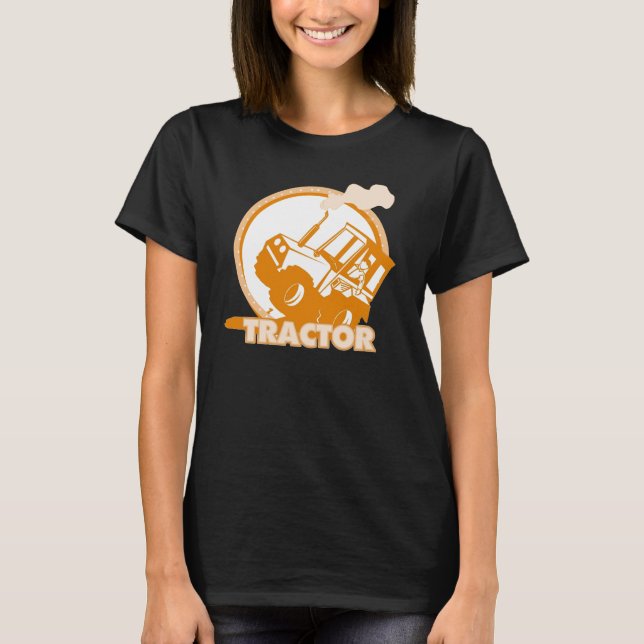 Camiseta Máquina de Fazenda de Trator Laranja (Frente)