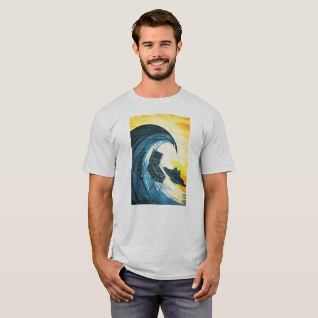 Camiseta Máquina de Pinball surfando (Frente Completa)