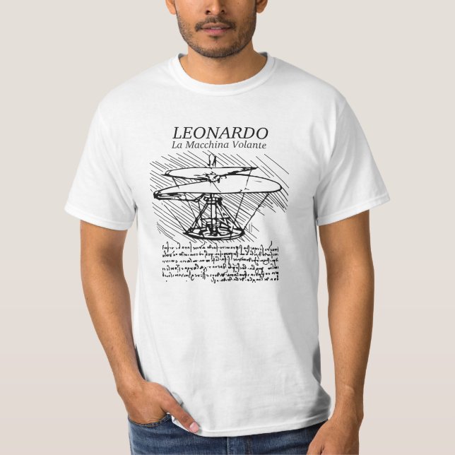 Camiseta Máquina de vôo de Leonardo da Vinci! O vôo do Ge (Frente)