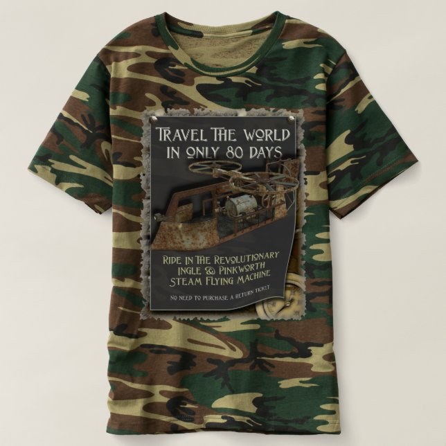 Camiseta Máquina de vôo engraçada de Steampunk (Frente do Design)