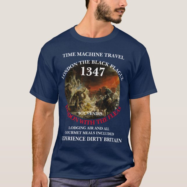 CAMISETA MÁQUINA DO TEMPO LONDRES 1347 PESTE NEGRA (Frente)