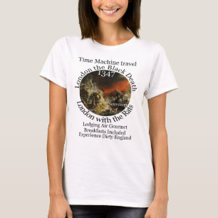 CAMISETA MÁQUINA DO TEMPO VIAGEM LONDRES 1347 PESTE NEGRA