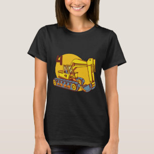 Camiseta Máquina Escavadeira Amarela Fofa