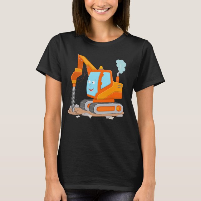 Camiseta máquina, estaleiro, veículo de construção, (Frente)