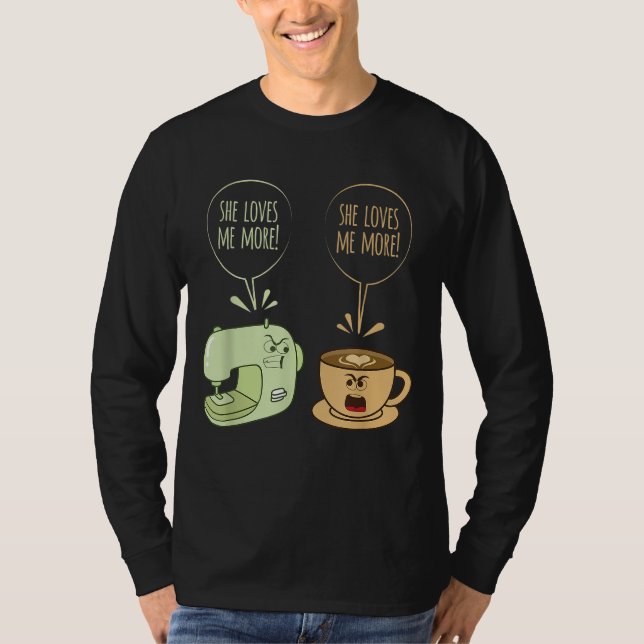 Camiseta Máquinas De Costurar Café Moinhos Engraçados Colag (Frente)