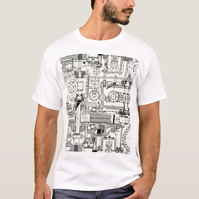 Camiseta Máquinas Técnicas Sem Costura. (Frente)