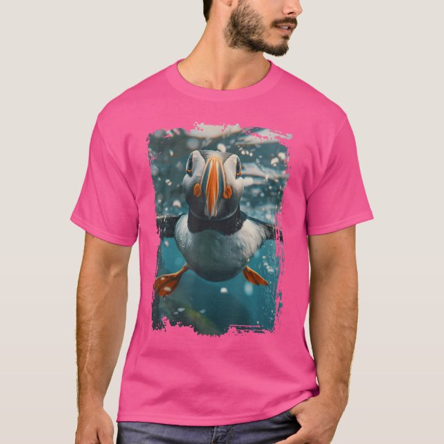 Camiseta Mar de Divisória de Puffin Atlântico (Frente)