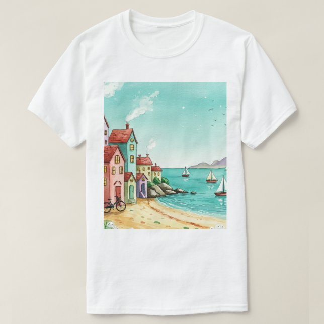Camiseta Mar e praia (Frente do Design)