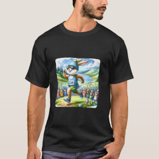 Camiseta Maratona de Coelho Correndo Com Paisagem Cênica Le