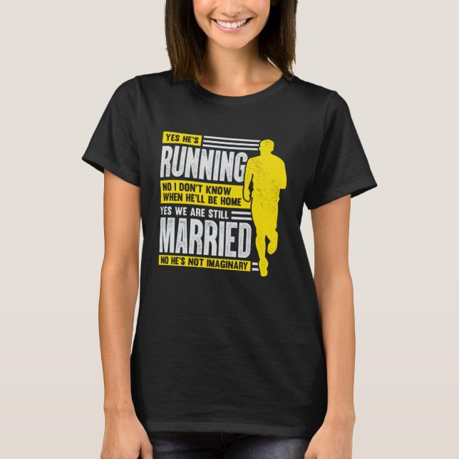 Camiseta Maratona de Esposa do Marido Correndo por Esposa d (Frente)