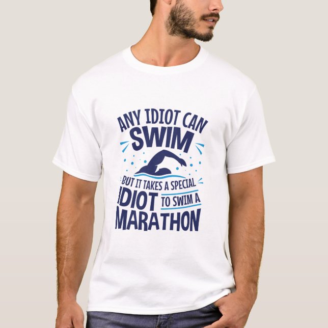 Camiseta Maratona de Nadar, água aberta, dizendo engraçado (Frente)