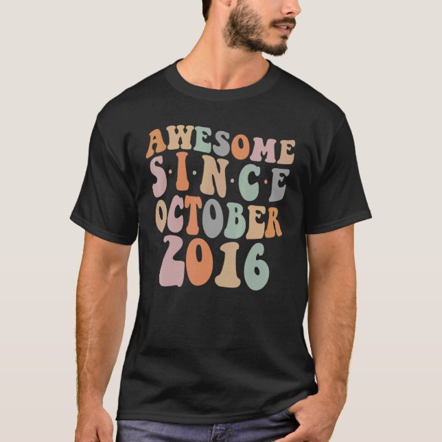 Camiseta Maravilha Desde outubro de 2016 6 Aniversário 6 Y (Frente)