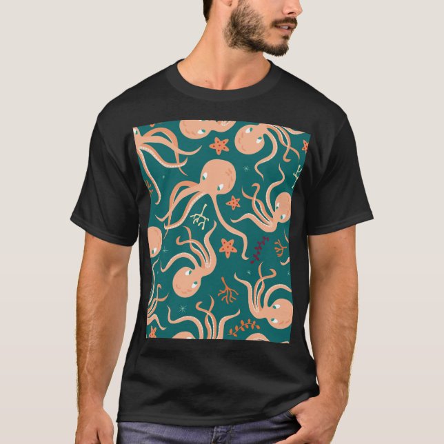Camiseta Maravilhas Submarinas: Dança Octopus Starfish (Frente)