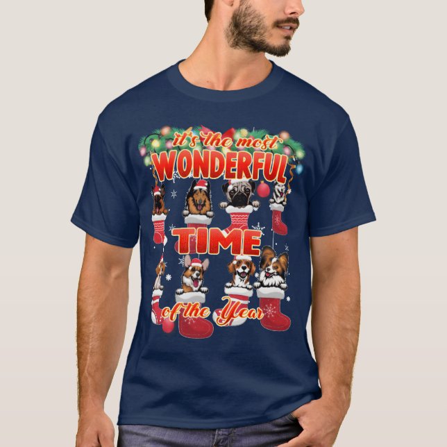 Camiseta Maravilhosa Cães Celebração de Natal (Frente)