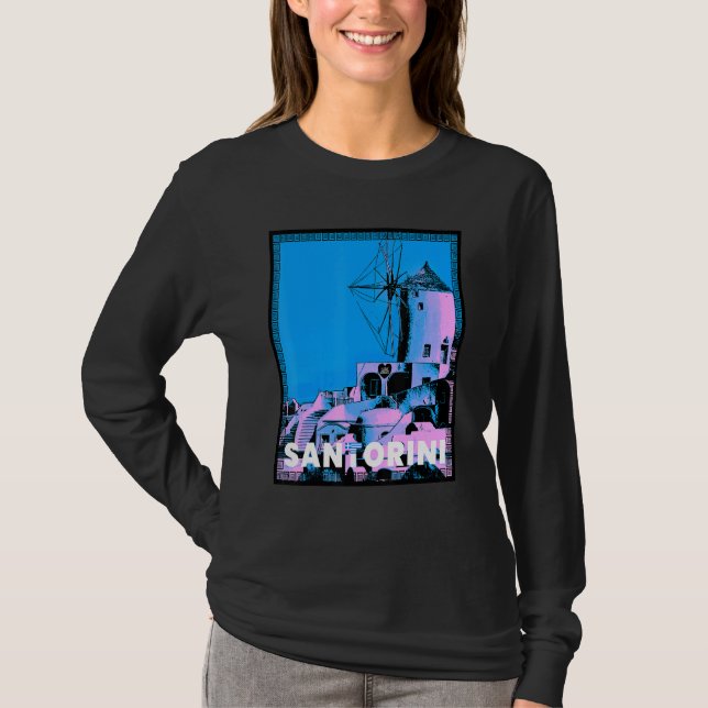 Camiseta Maravilhoso Mar Egeu da Ilha Grega Santorin (Frente)