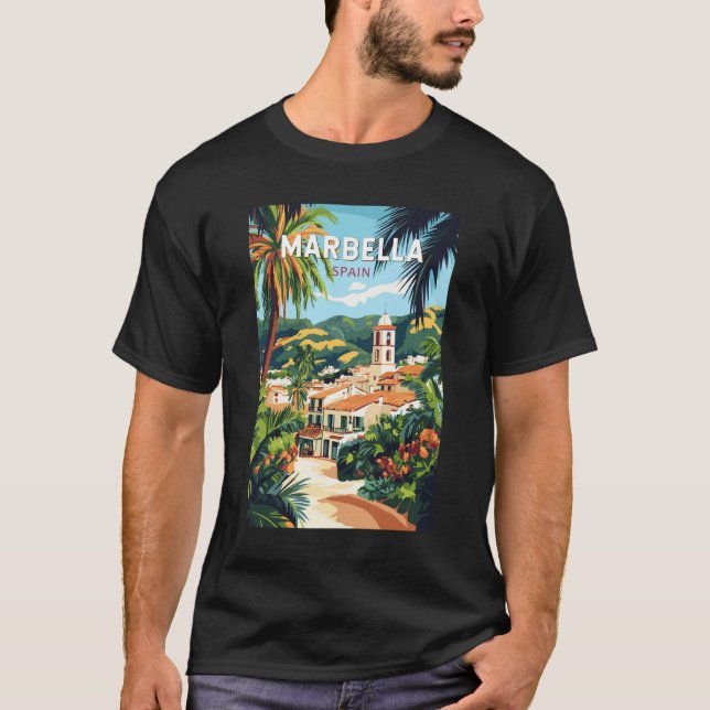 Camiseta Marbella Espanha Illustration Viagem Art Vintage (Frente)