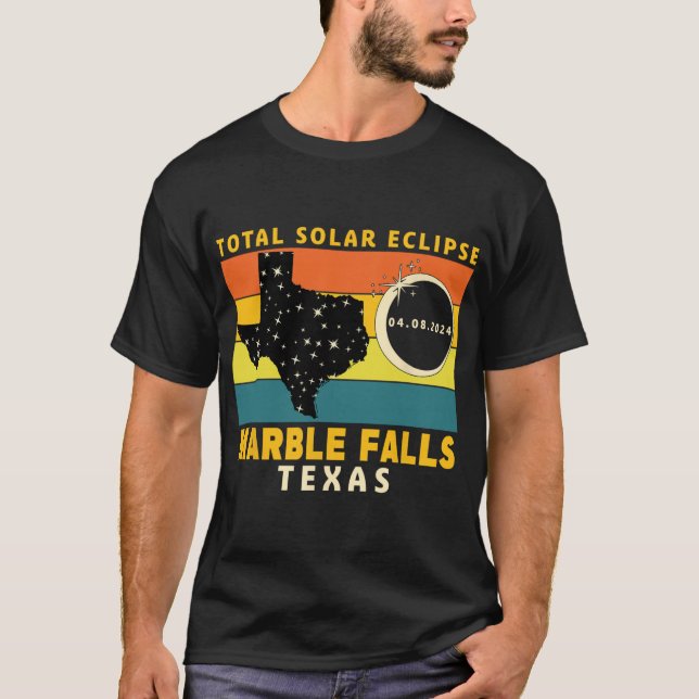 Camiseta Marble Falls Texas Total Eclipse Solar 2024 (Frente)