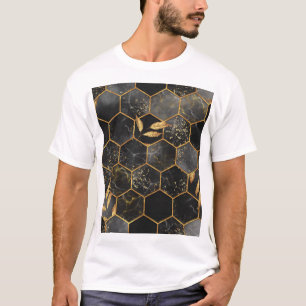 Camiseta Marble Hexagon, Ouro Deixa Textura.