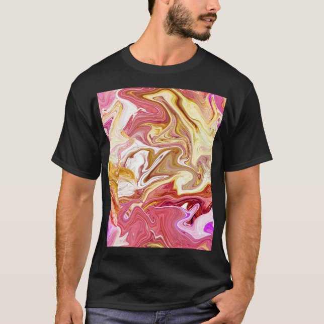 Camiseta Marble Magic: Design abstrato colorido (Frente)