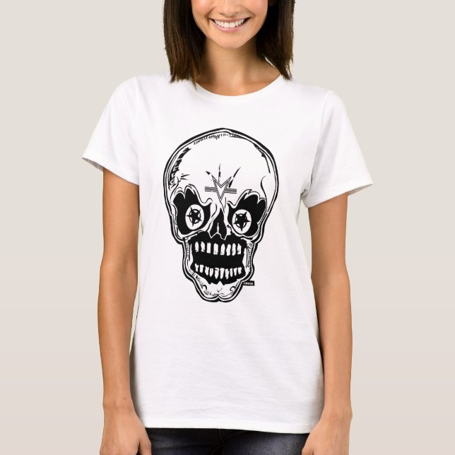 Camiseta Marc Vachon Womens Mr Bones Head Burnout Tee (Frente)