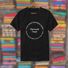 Camiseta Marca comercial em texto circular em preto