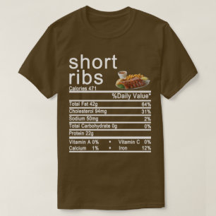 Camiseta marca de Fatos Nutricionais das costelas Curtas