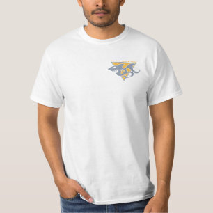 Camiseta Marca do tubarão - ouro & cinza