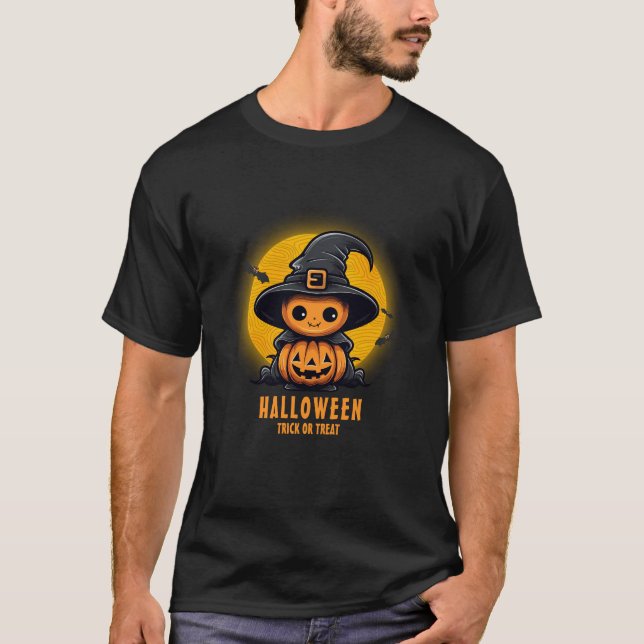 Camiseta Marca Personalizada Laranja e Halloween Preto (Frente)