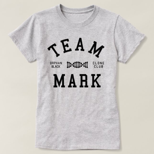 Camiseta Marca preta órfão da equipe (Frente do Design)