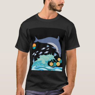 Camiseta Marca Zishiwood Golfinho Gráfico Mágico, grande pe