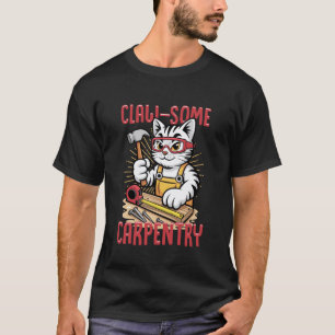 Camiseta Marcenaria Incrível com Gatos Construtores Humor F