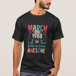 Camiseta March Girl 1988 34th Birthday  34 Years Old