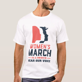 Camiseta Marcha das Mulheres em Illinois Ouça nossa voz
