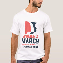 Camiseta Marcha das mulheres em Long Beach Ouça nossa voz