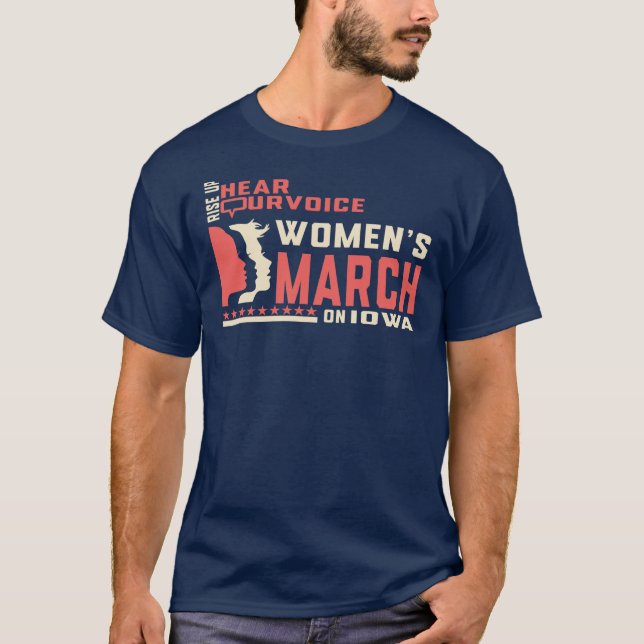 Camiseta Marcha das Mulheres Ouvem a nossa voz em Iowa (Frente)