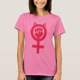 Camiseta Marcha feminista feminista de energia rosa-rosa pu
