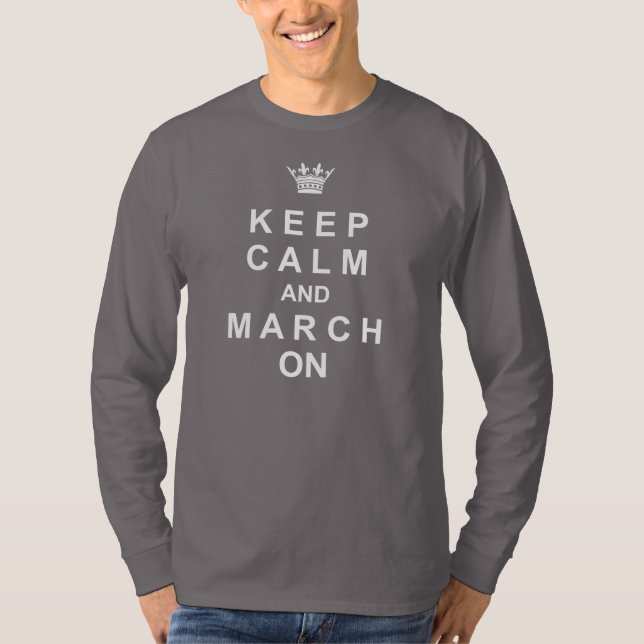 Camiseta Marchando Banda, mantenha-se calma e marque em (Frente)